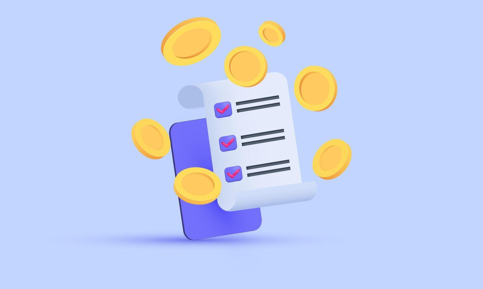 3d realistisch icoon papier Bill transactie bon betaling ontwerp vector