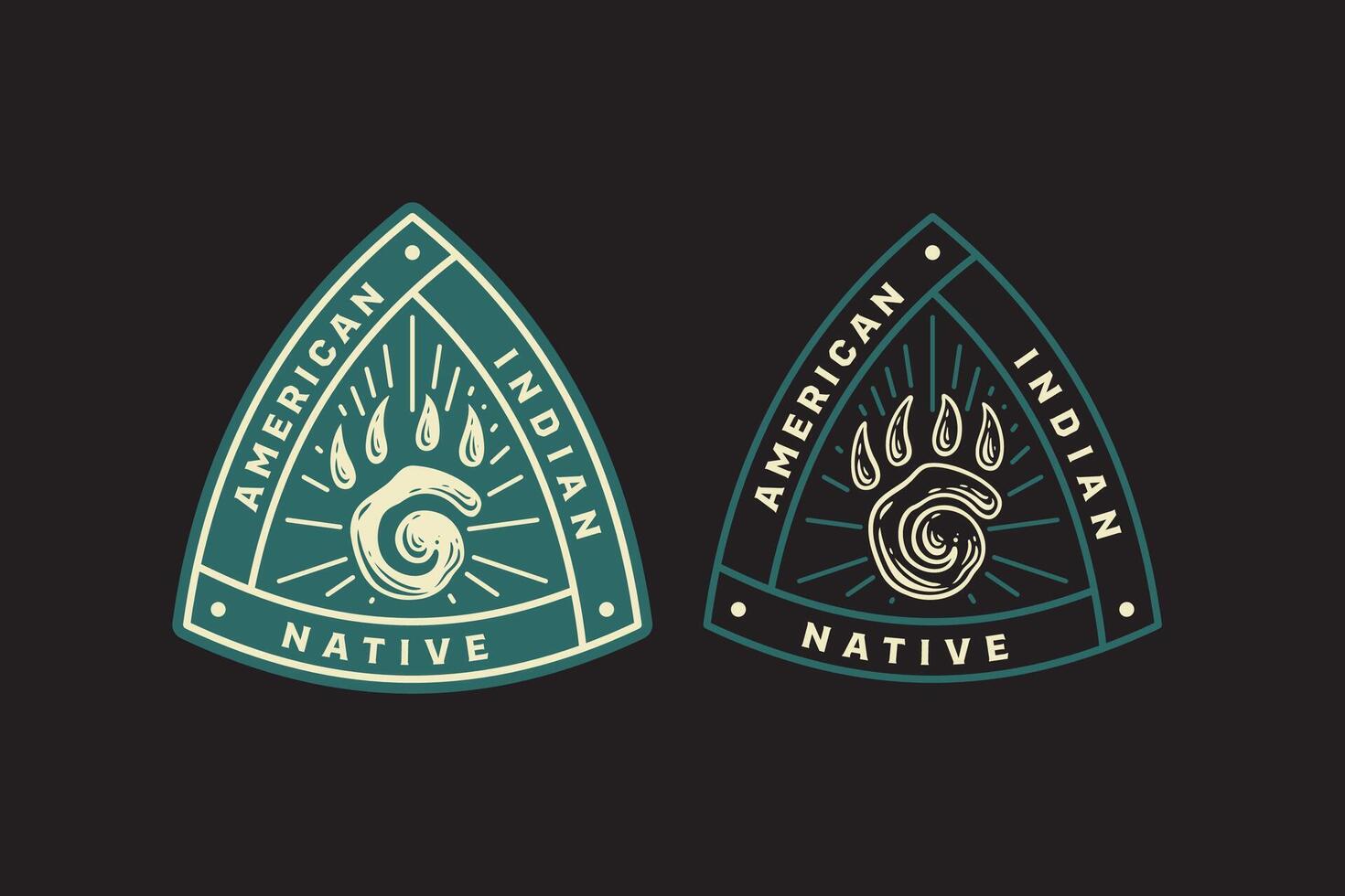 beer voetafdrukken poot inheems Indisch insigne logo ontwerp voor avontuur en buitenshuis cultuur bedrijf vector