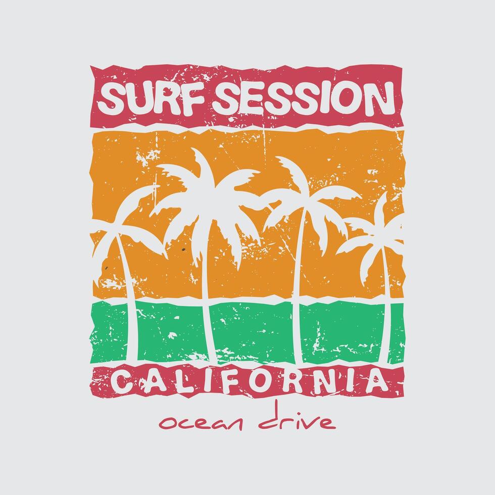 Californië surfing strand illustratie typografie voor t shirt, poster, logo, sticker, of kleding handelswaar vector