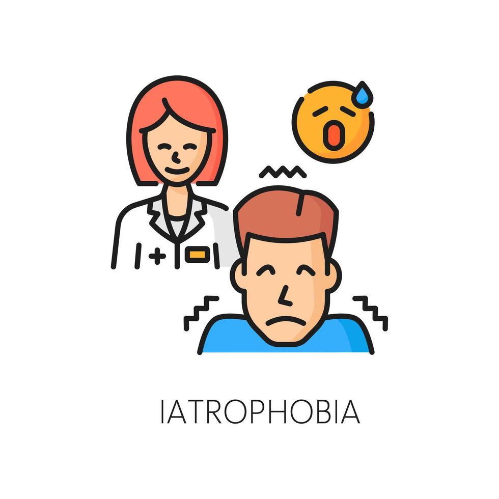fobie iatrofobie of angst van medisch procedure vector