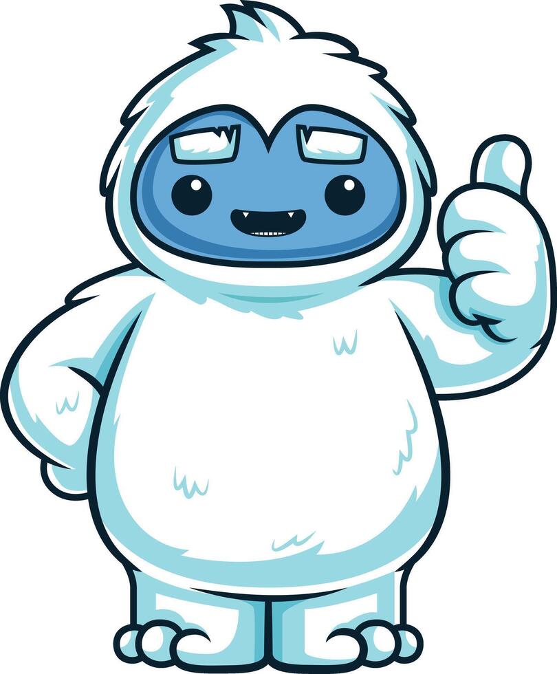 schattig yeti monster duimen omhoog illustratie vector