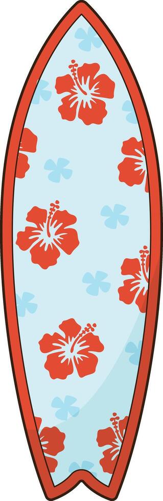 licht blauw hawaiiaans surfboard met bloem ontwerpen illustratie vector