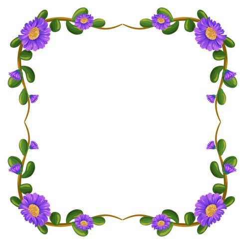 Een bloemenmarge met violette bloemen vector