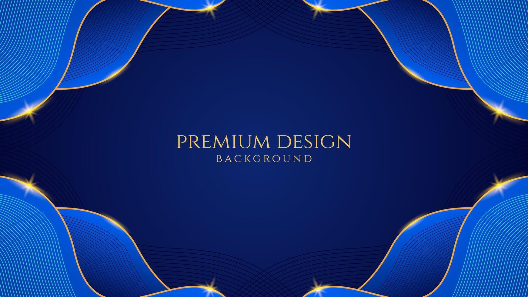donker blauw luxe premie achtergrond met schijnend goud lijn golven, geschikt voor spandoeken, achtergronden, brochures en affiches. illustratie vector