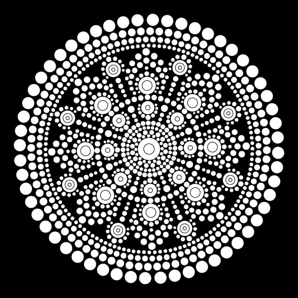 punt mandala kleur bladzijde voor ontspanning en meditatie. aboriginal traditioneel kunst. punt schilderij modieus volk ontwerp geïsoleerd Aan zwart achtergrond kleur boek voor kinderen en volwassenen vector