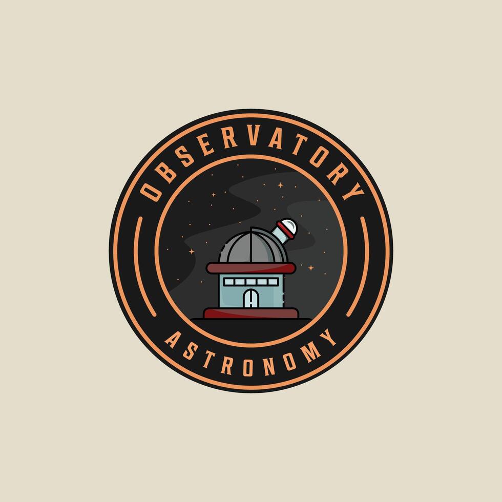 observatorium embleem logo illustratie sjabloon icoon grafisch ontwerp. planetarium teken of symbool voor astronomie concept met cirkel insigne typografie stijl vector