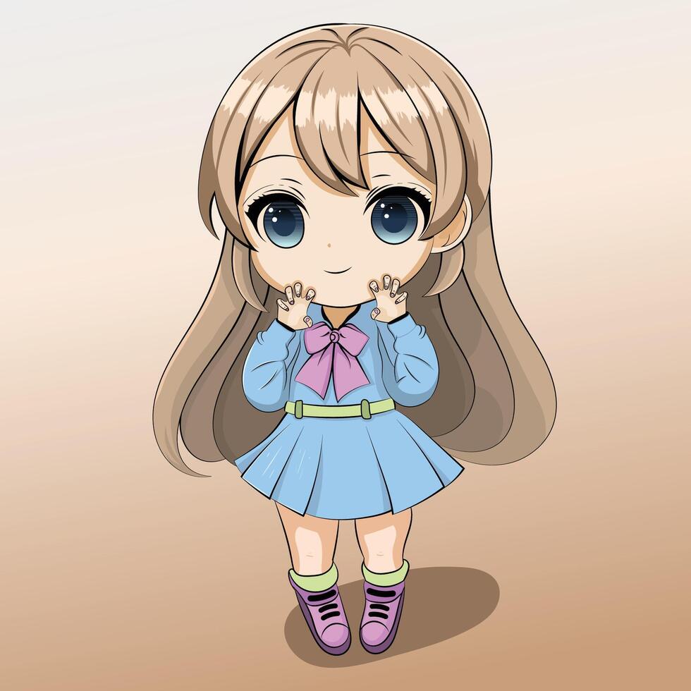 schattig chibi anime meisje manga vector