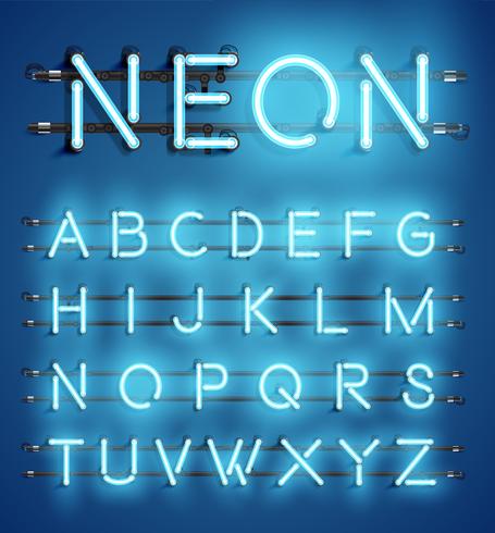 Hoog gedetailleerde neon karakter set, vector illustratie