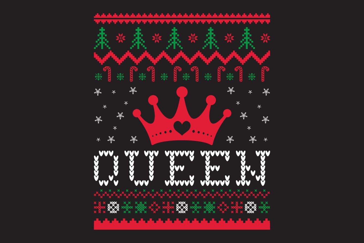 koningin kerst afdruksjabloon voor t-shirt, mok ontwerp vector