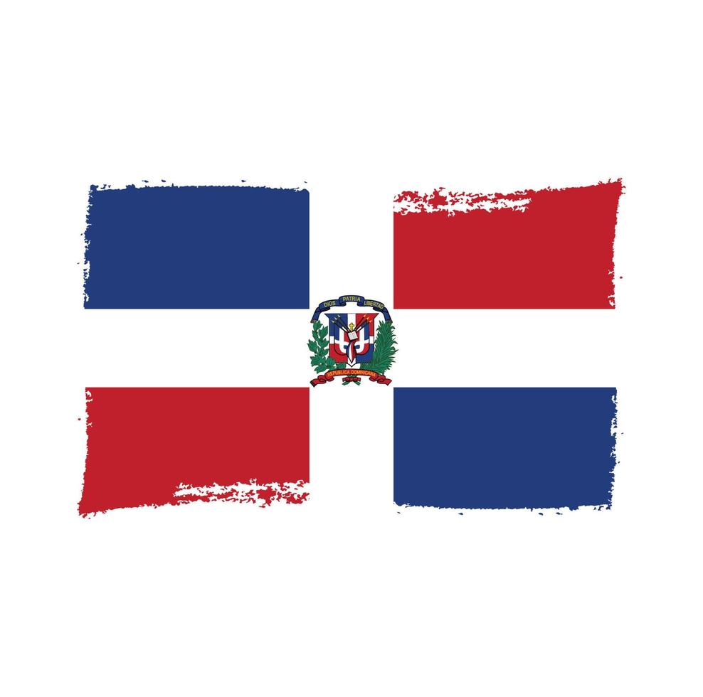 republiek dominicaanse vlag penseelstreken geschilderd vector