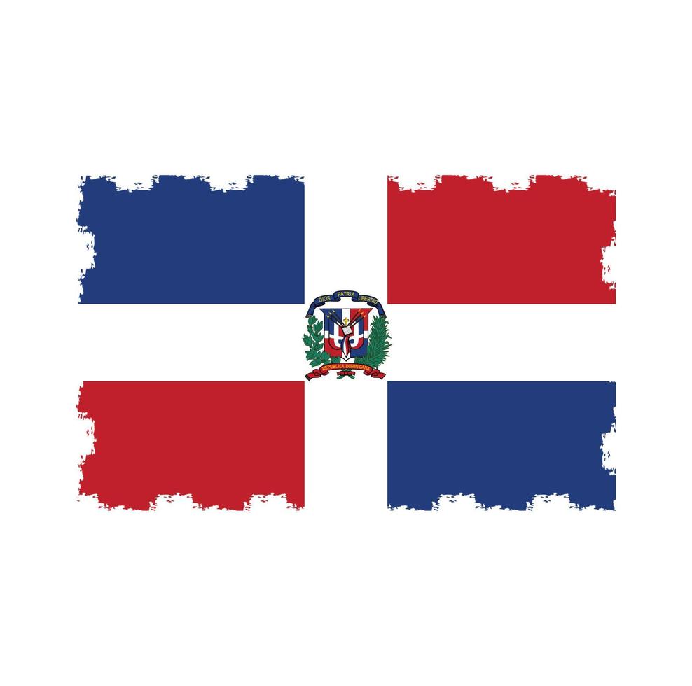 republiek dominicaanse vlag penseelstreken geschilderd vector