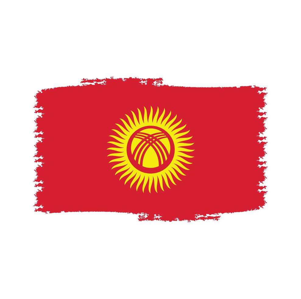 Kirgizië vlag vector met aquarel penseelstijl
