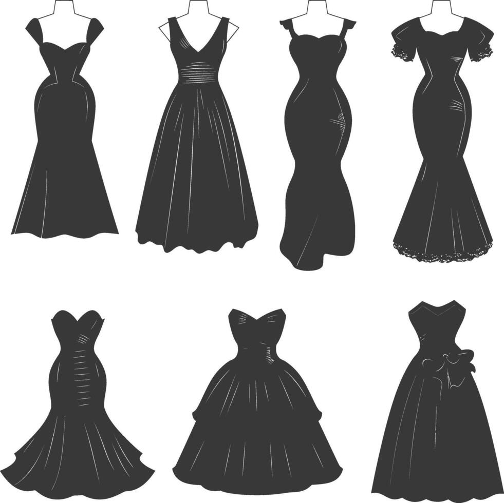 silhouet Dames jurken zwart kleur enkel en alleen vector