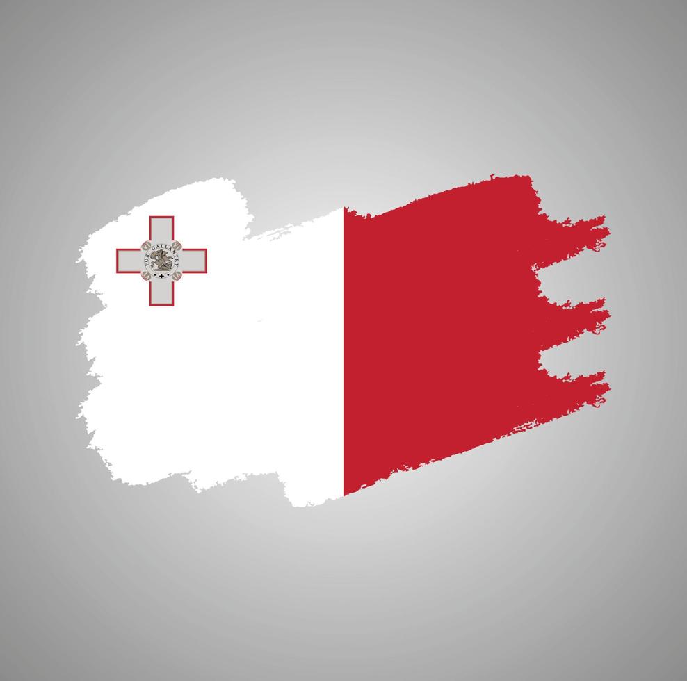 malta vlag vector met aquarel penseelstijl