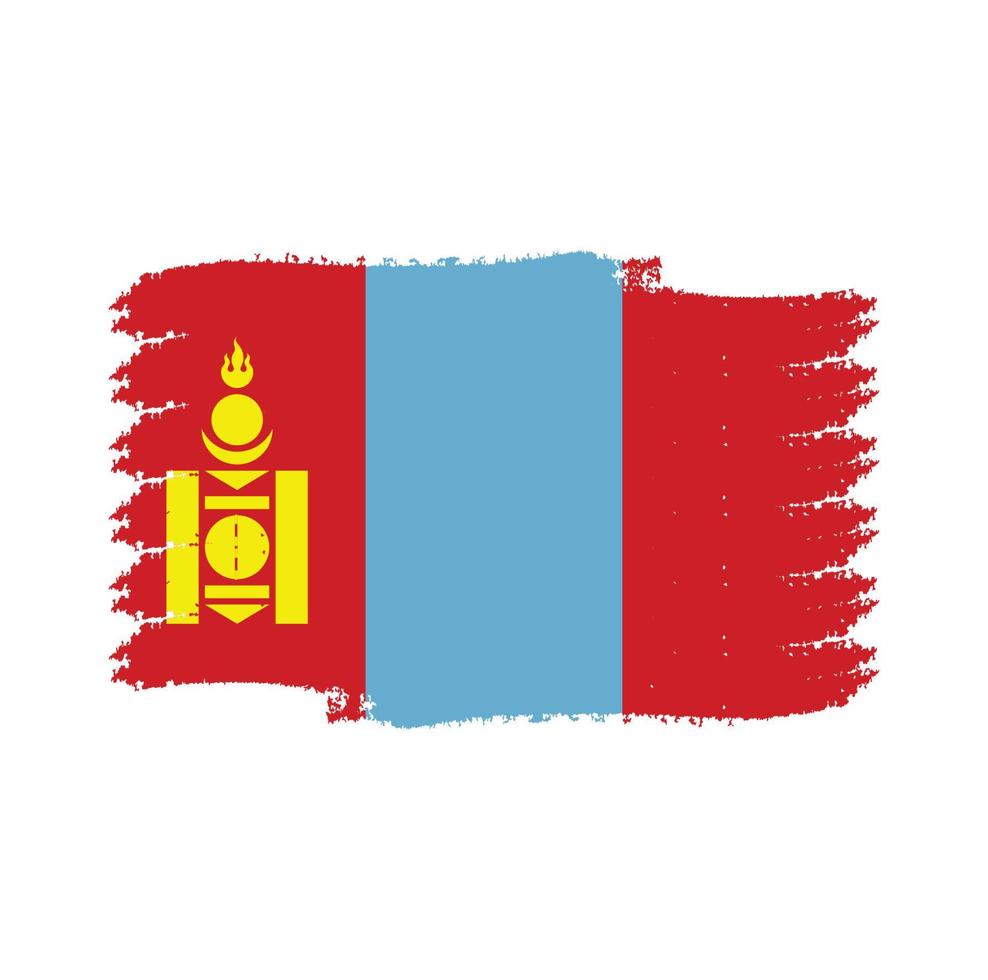 Mongolië vlag vector met aquarel penseelstijl