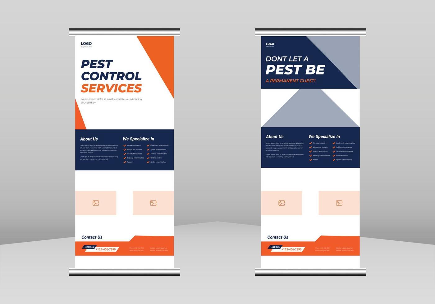 ongediertebestrijding roll-up banner ontwerp, ongediertepreventie poster roll-up folder sjabloon. postersjabloon voor ongediertebestrijdingsexperts. ongediertebestrijding service poster dl flyer, trend business roll-up banner ontwerp vector