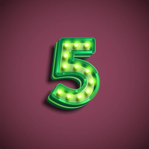 &#39;Broadway&#39; karakter met lampen van een lettertype, vectorillustratie vector