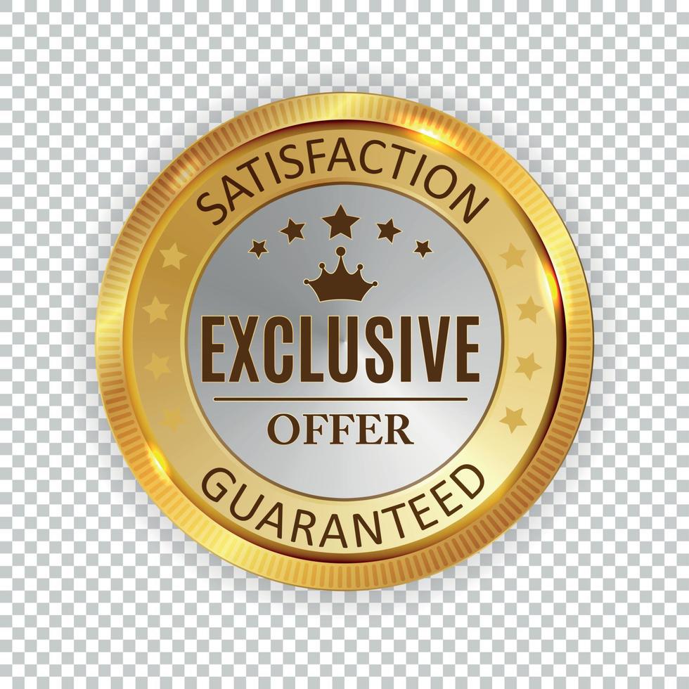 exclusieve aanbieding gouden glanzend label teken. vector illustratie