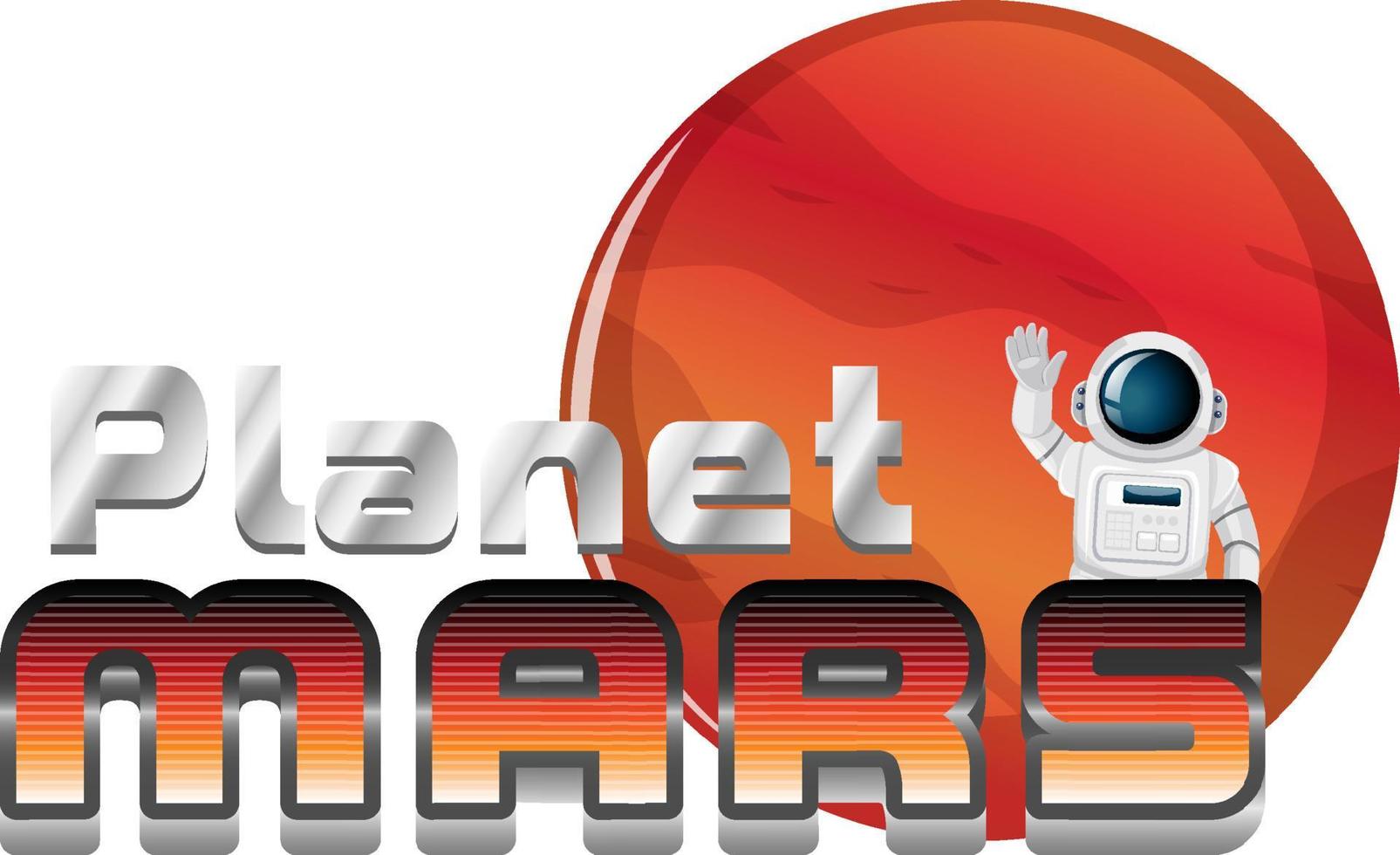 planeet mars woord logo-ontwerp op mars planeet met astronaut vector
