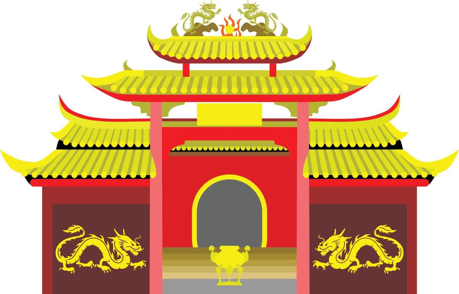 chinese tempel aanbidding gebouw vector