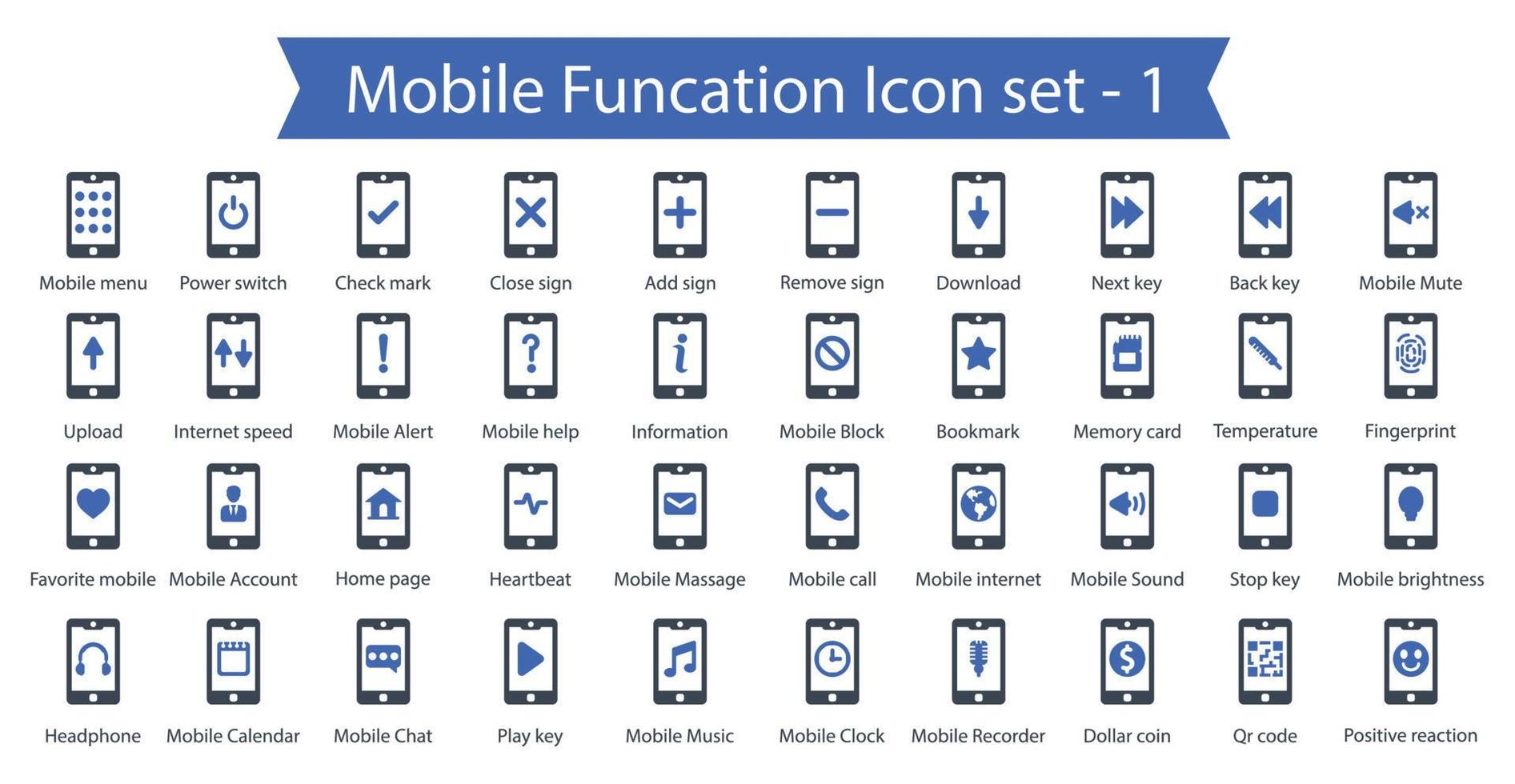mobiele functie icon set vector