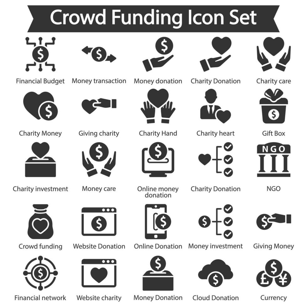 icoonpakket voor crowdfunding vector