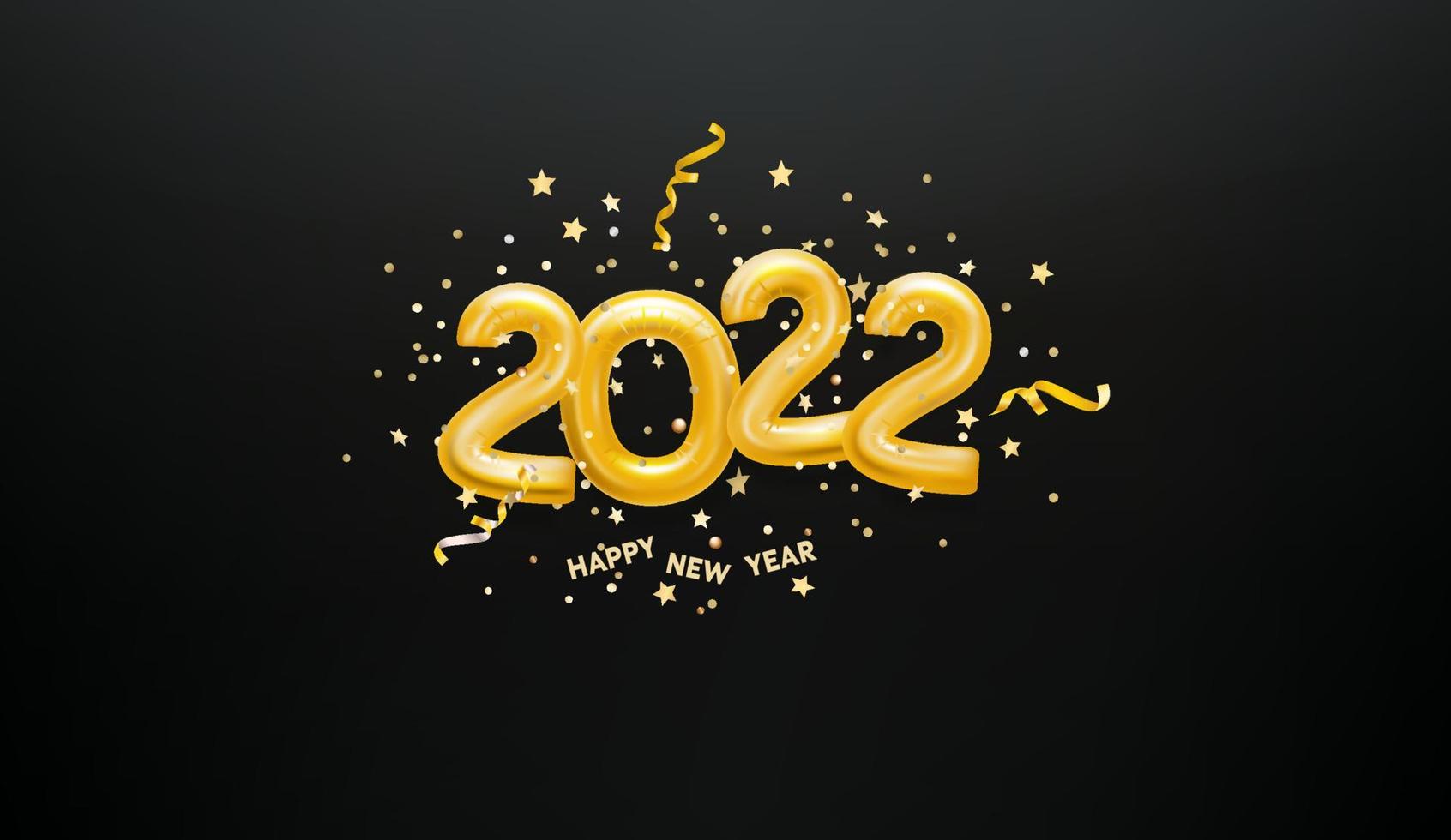 happy new 2022 kaart met gouden cijfers en confetti vector