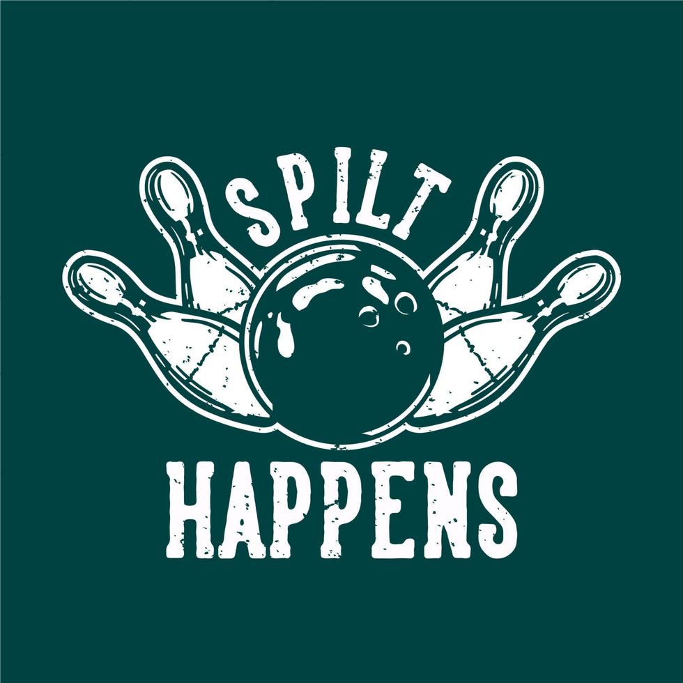 t-shirtontwerp split gebeurt met bowlingbal die pin raakt bowling vintage illustratie vector