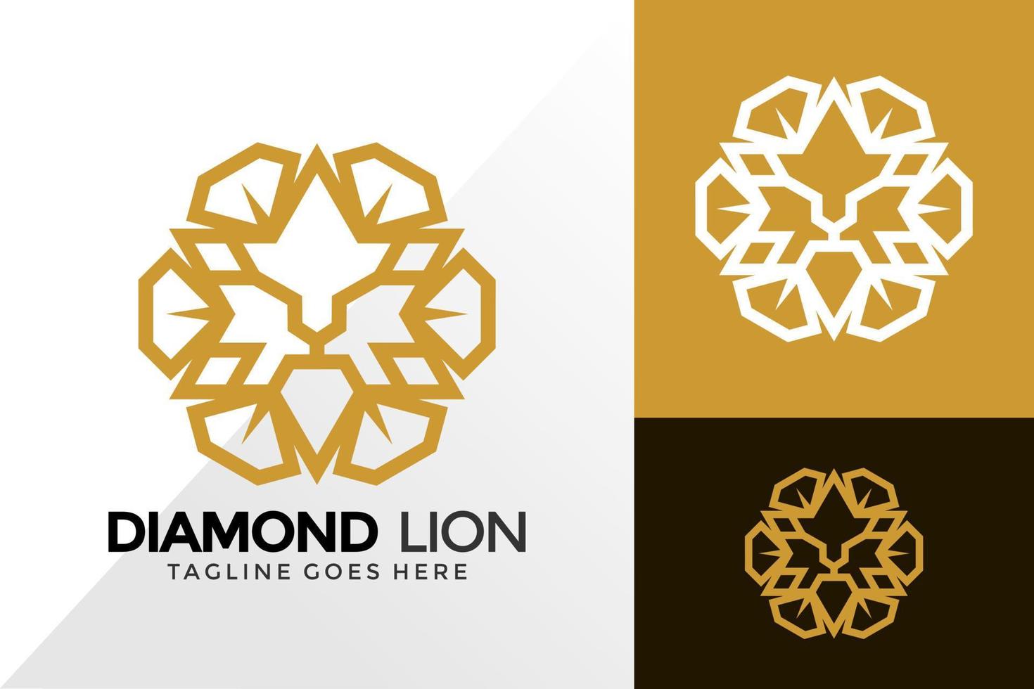 diamant leeuw ster logo ontwerp, merkidentiteit logo's ontwerpen vector illustratie sjabloon