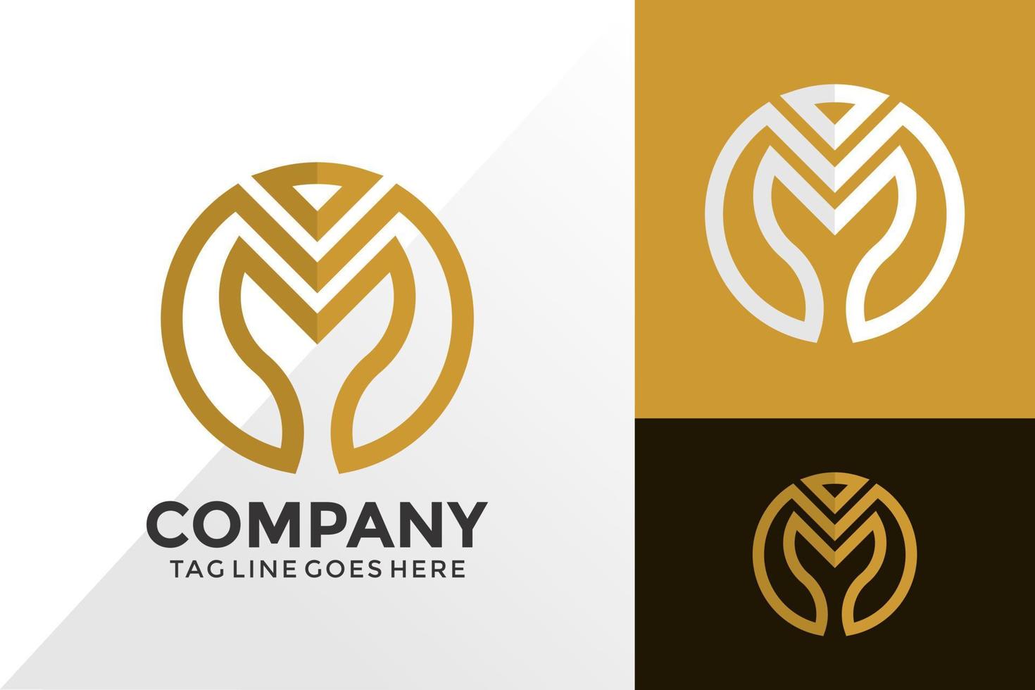 gouden letter m bedrijfslogo ontwerp, merkidentiteit logo's ontwerpen vector illustratie sjabloon