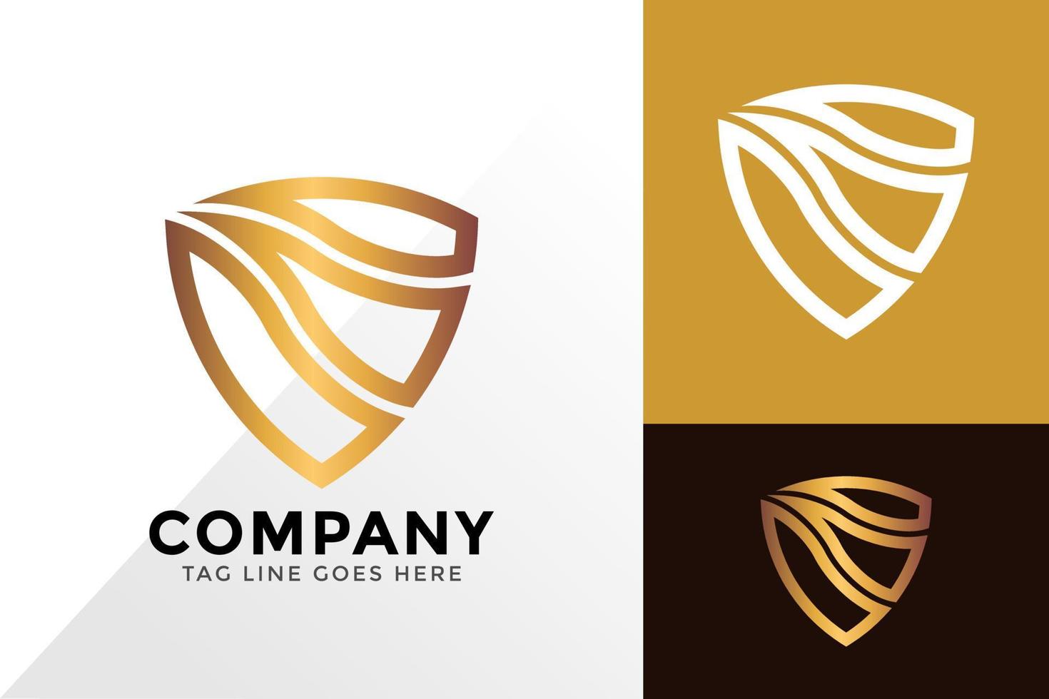 abstract gouden shiled logo-ontwerp, merkidentiteit logo's ontwerpen vector illustratie sjabloon