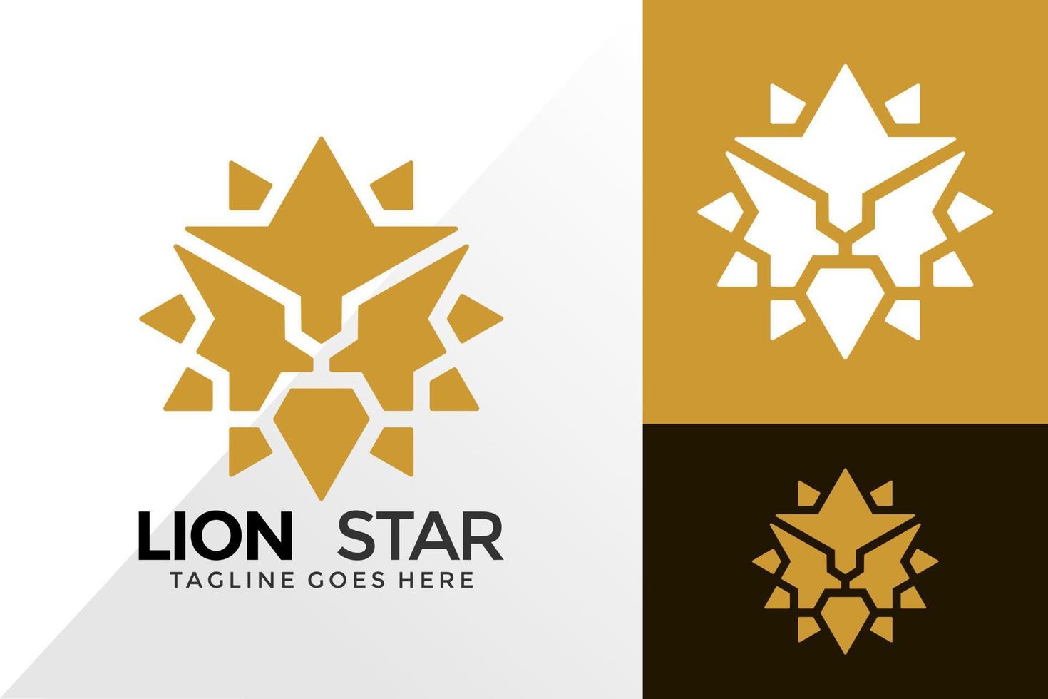 gouden leeuw ster logo ontwerp, merk identiteit logo's ontwerpen vector illustratie sjabloon