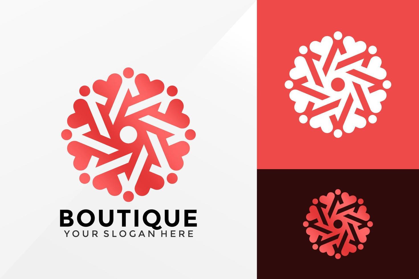 boutique bloem liefde logo vector ontwerp. merkidentiteit embleem, ontwerpen concept, logo's, logo element voor sjabloon.