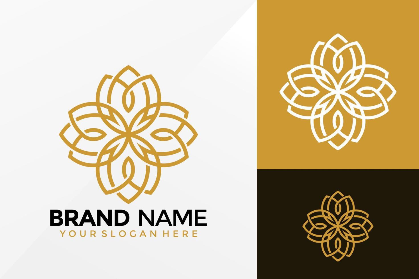 gouden lotus sieraad vector embleemontwerp. merkidentiteit embleem, ontwerpen concept, logo's, logo element voor sjabloon.