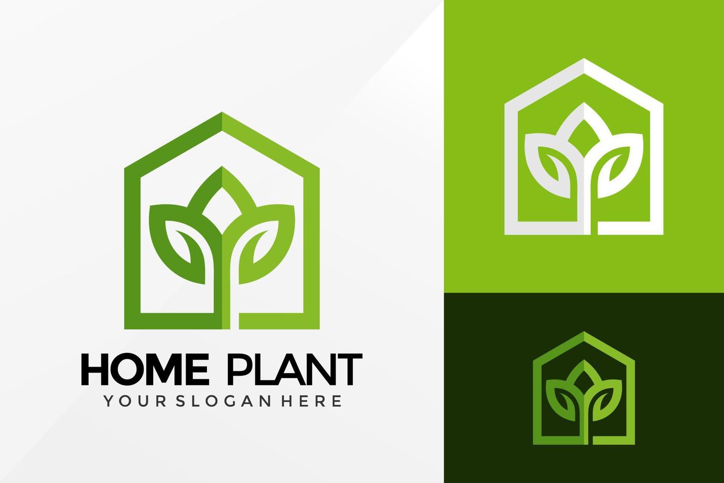 groen huis plant logo ontwerp, merk identiteit logo's vector, modern logo, logo ontwerpen vector illustratie sjabloon