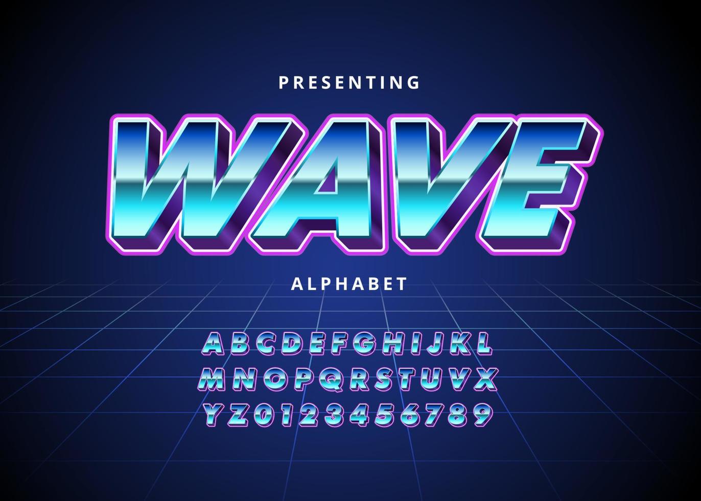 retro futuristische lettertypestijl uit de jaren 80. vectoralfabet met chroomeffect vector