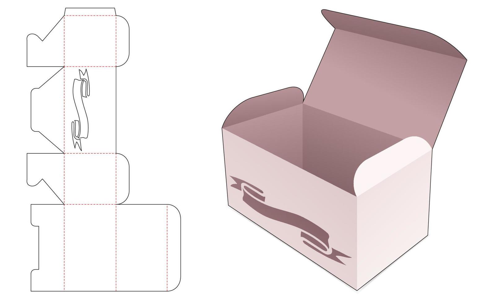 verpakkingsdoos met lintvenster gestanst sjabloon vector