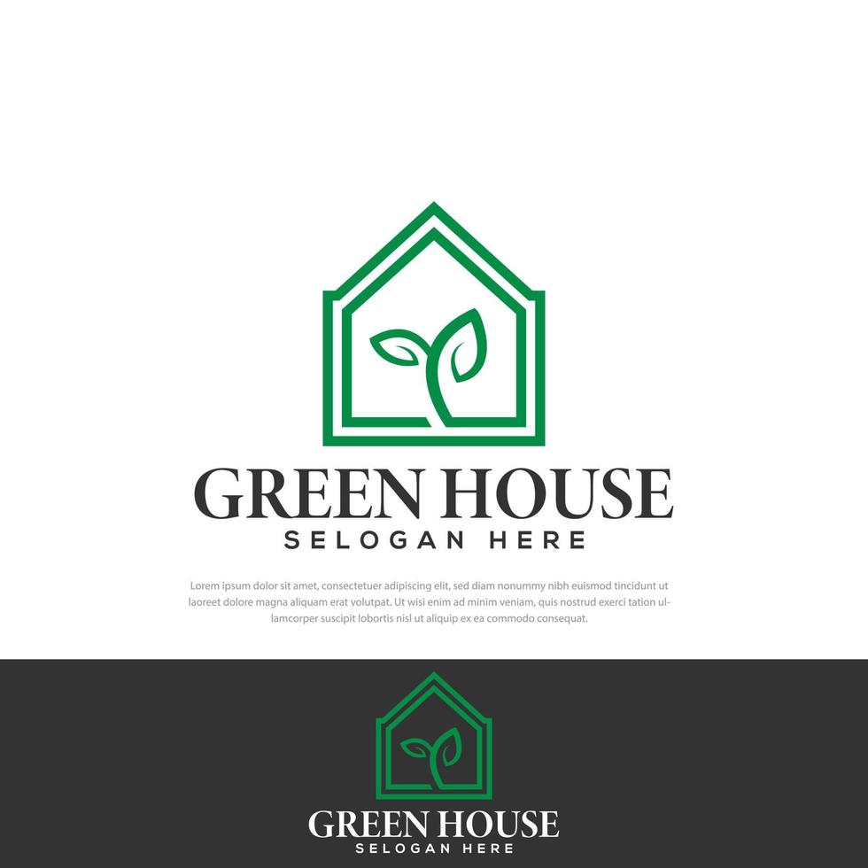 premium onroerend goed vector groen huis logo, pictogram, symbool, sjabloon, bedrijfslogo