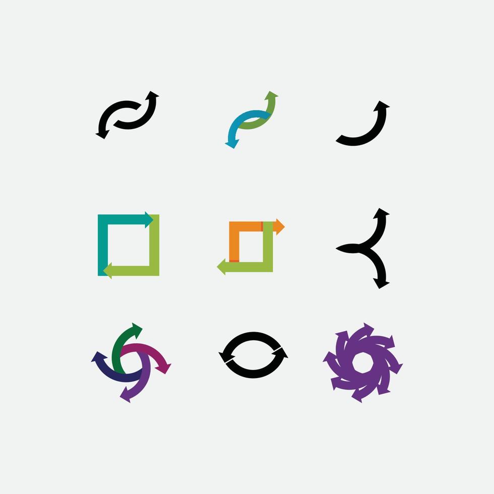 pijl en vorm logo pictogram vector ontwerp set speelsnelheid