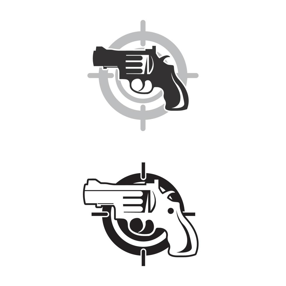 pistool logo en leger soldaat sniper shot vector ontwerp illustratie militair schot revolver