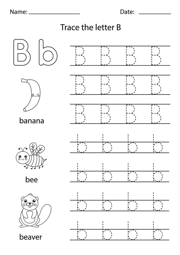 Engels alfabet leren voor kinderen. letter B. vector