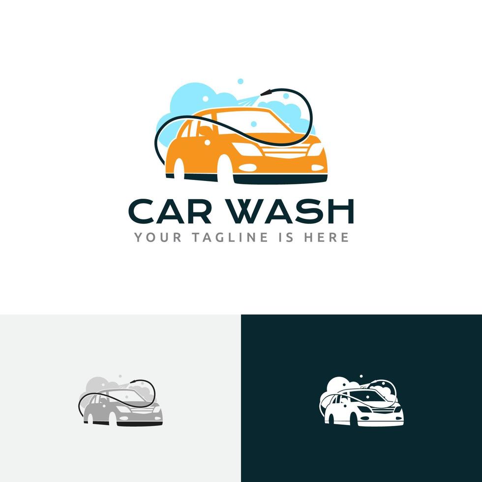 doucheslang schoon wasstraat carwash auto motor service logo vector