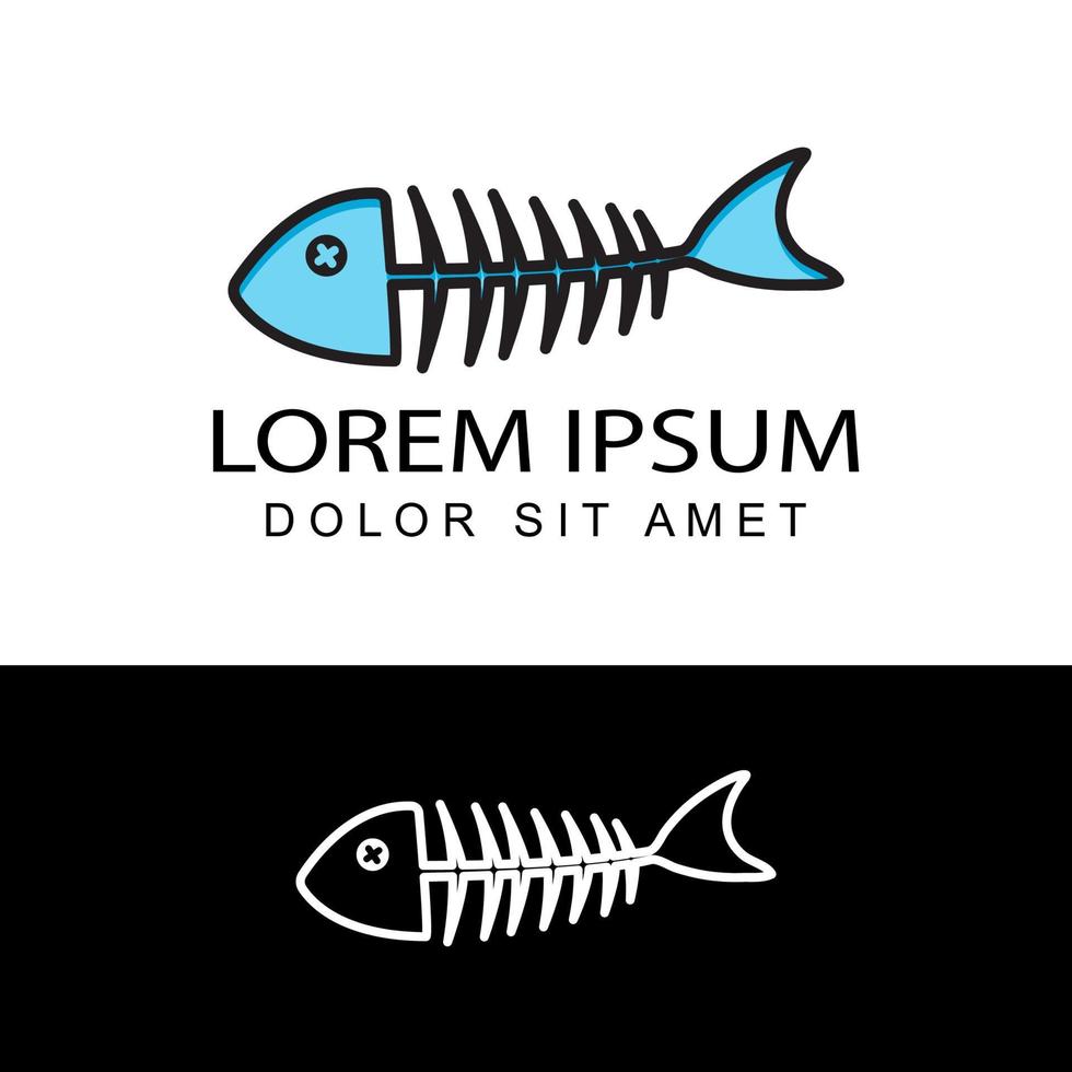 visgraten skelet logo sjabloon ontwerp vector