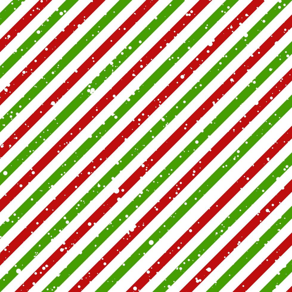 Kerstmis diagonale gestreepte rode en groene lijnen op witte achtergrond met sneeuwtextuur, vector