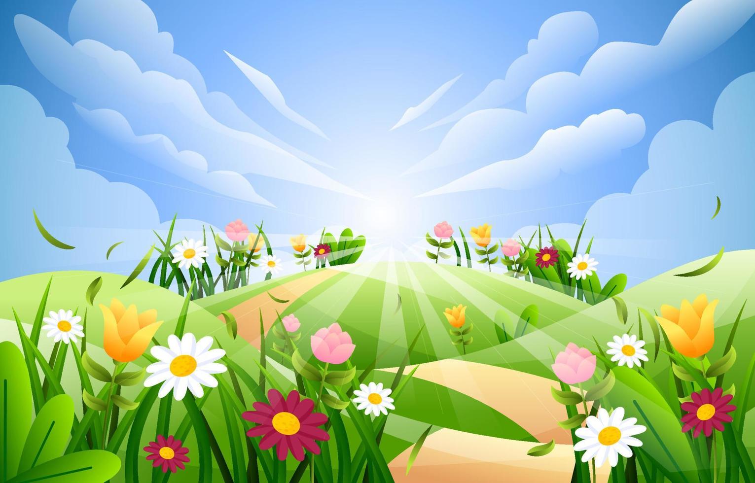 lente landschap achtergrond vector