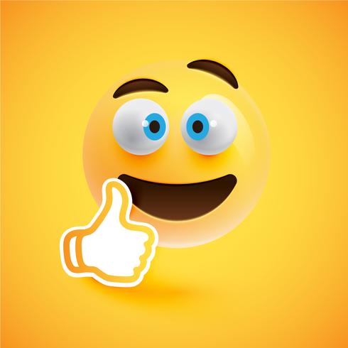 Emoticon met omhoog duimen, vectorillustratie vector