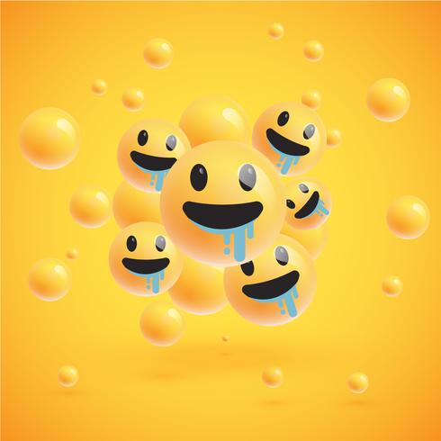 Een hoge gedetailleerde groep emoticons op een gele achtergrond, vectorillustratie vector