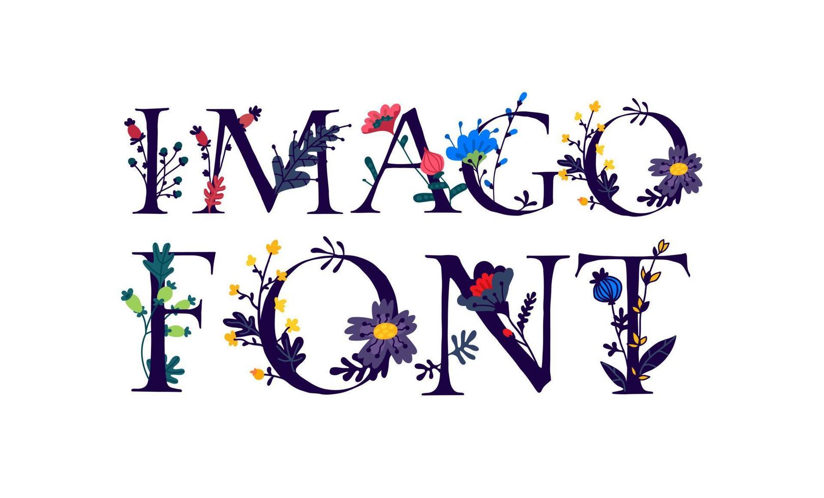belettering lettertype afbeelding. vector. logo in bloemen en planten. bedrijfslogo of bloemenwinkel. vector