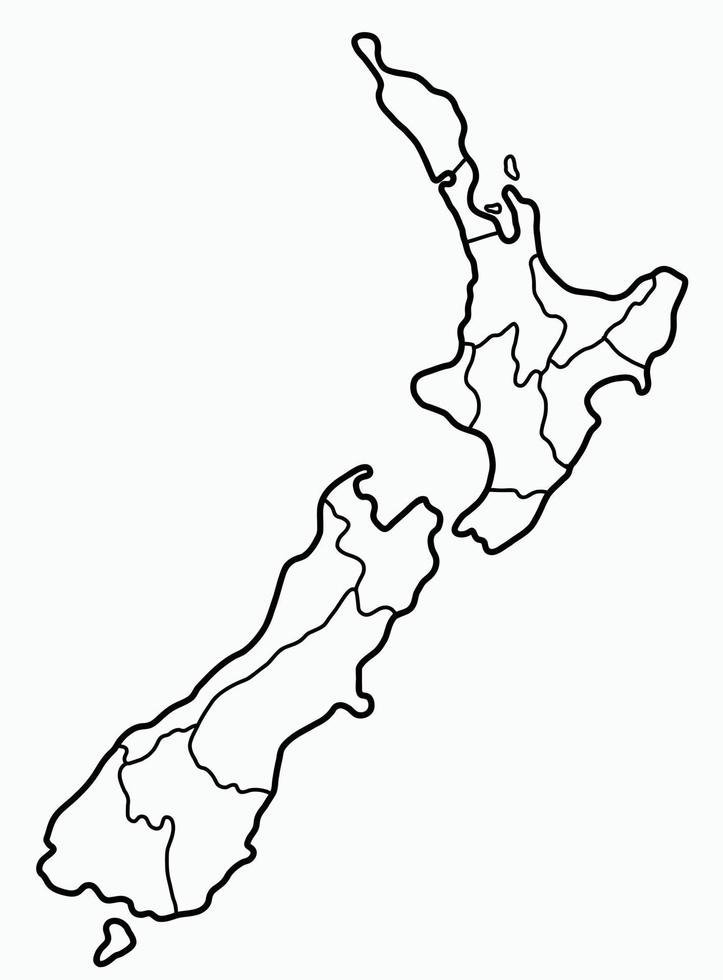 doodle tekening uit de vrije hand van de kaart van Nieuw-Zeeland. vector