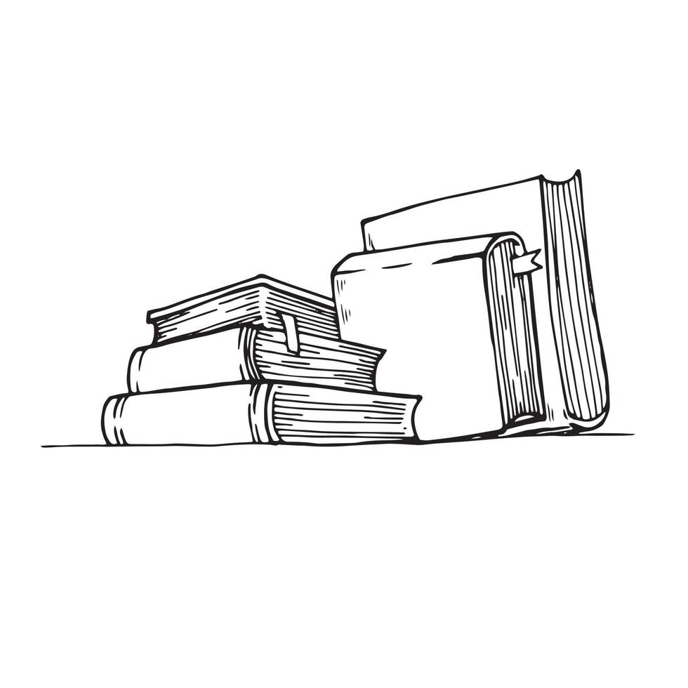 doodle boekencollectie in zwarte stijl. hand getekend. vectorillustratie voor uw ontwerp. vector